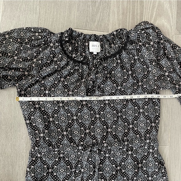 MISA Los Angeles Marcele Midi Dress S Paisley Floral Ruffle Sleeve Boho Peasant - Picture 15 of 16